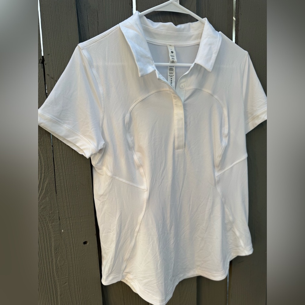 Lululemon Crisp White Athletic Performance Polo Top Women’s Size 8 - Picture 6 of 9